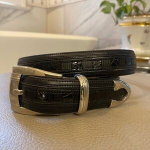 Saks Fifth Avenue Men's Crocodile Leather Belt NWOT Sz 36 Spain